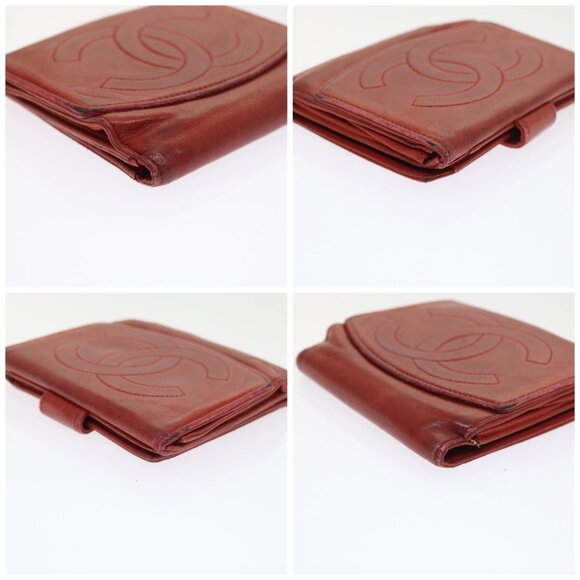 CHANEL Wallet Lamb Skin Red CC Auth - Picture 16 of 16